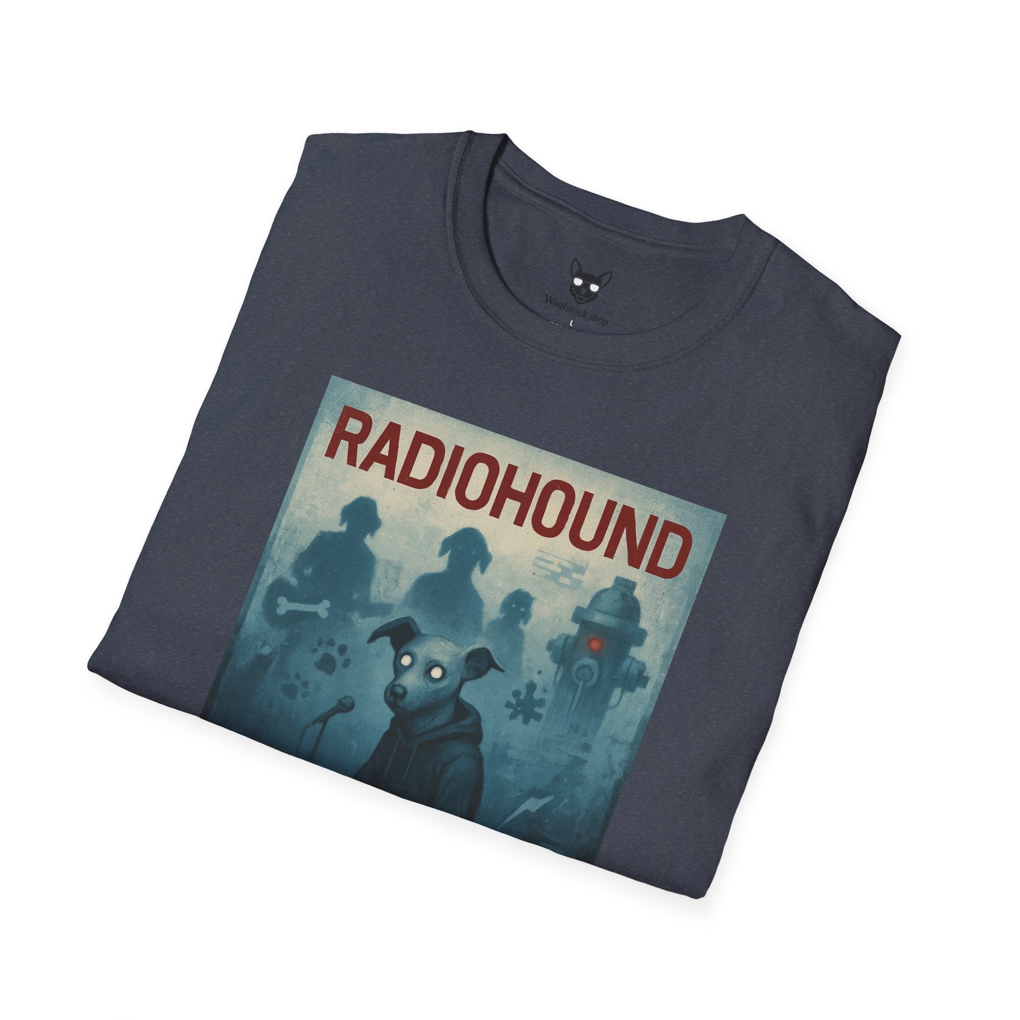 Radiohead Concert Poster Dog Parody Unisex Softstyle T-Shirt -- Funny Rock Tee for Music and Dog Lovers